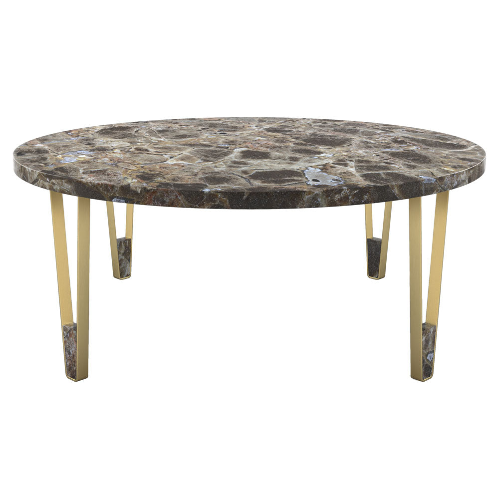 Ionic Round Coffee Table - Dark Emperador Marble