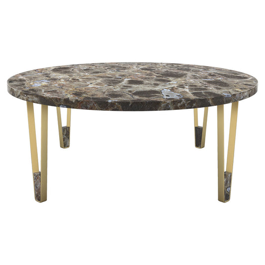 Ionic Round Coffee Table - Dark Emperador Marble