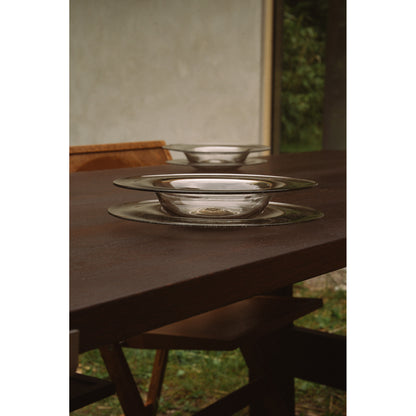 Isle Glass Shallow Bowl Set of Two - Light Smoke