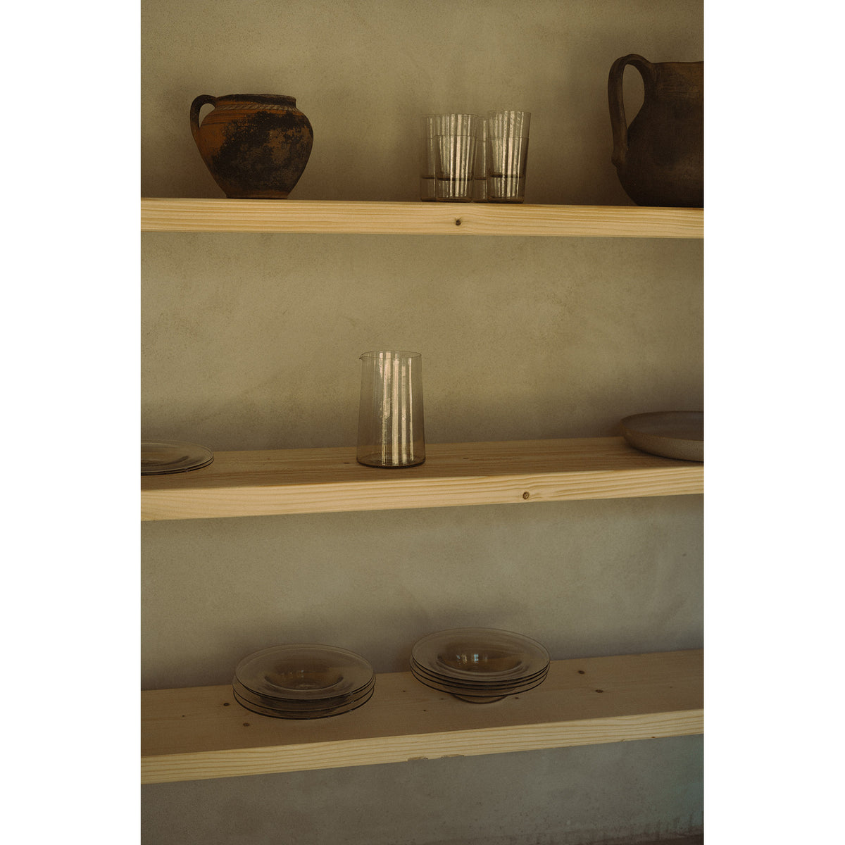 Isle Glass Shallow Bowl Set of Two - Light Smoke