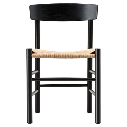 J39 Dining Chair - Beech Black Lacquer, Natural Paper Cord Seat