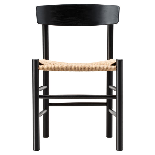 J39 Dining Chair - Beech Black Lacquer, Natural Paper Cord Seat