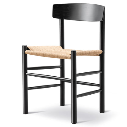 J39 Dining Chair - Beech Black Lacquer, Natural Paper Cord Seat