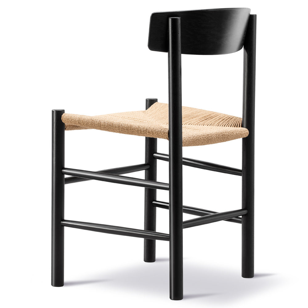 J39 Dining Chair - Beech Black Lacquer, Natural Paper Cord Seat