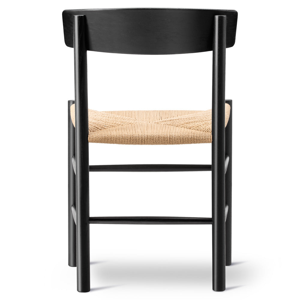 J39 Dining Chair - Beech Black Lacquer, Natural Paper Cord Seat