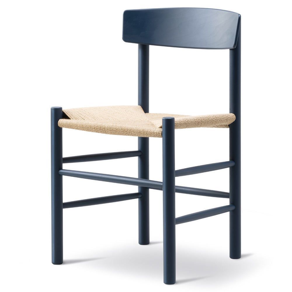 J39 Dining Chair - Beech Indigo Blue, Natural Paper Cord Seat