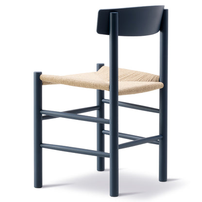J39 Dining Chair - Beech Indigo Blue, Natural Paper Cord Seat