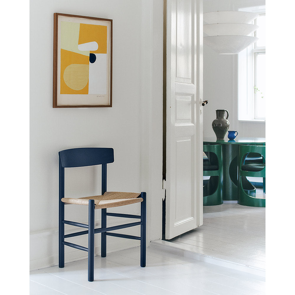 J39 Dining Chair - Beech Indigo Blue, Natural Paper Cord Seat