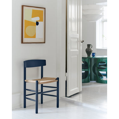 J39 Dining Chair - Beech Indigo Blue, Natural Paper Cord Seat