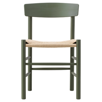 J39 Dining Chair - Beech Khaki Green, Natural Paper Cord Seat