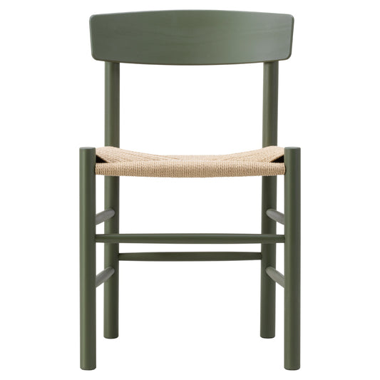 J39 Dining Chair - Beech Khaki Green, Natural Paper Cord Seat