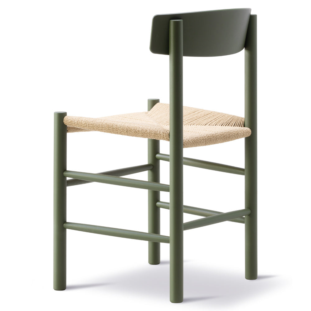 J39 Dining Chair - Beech Khaki Green, Natural Paper Cord Seat