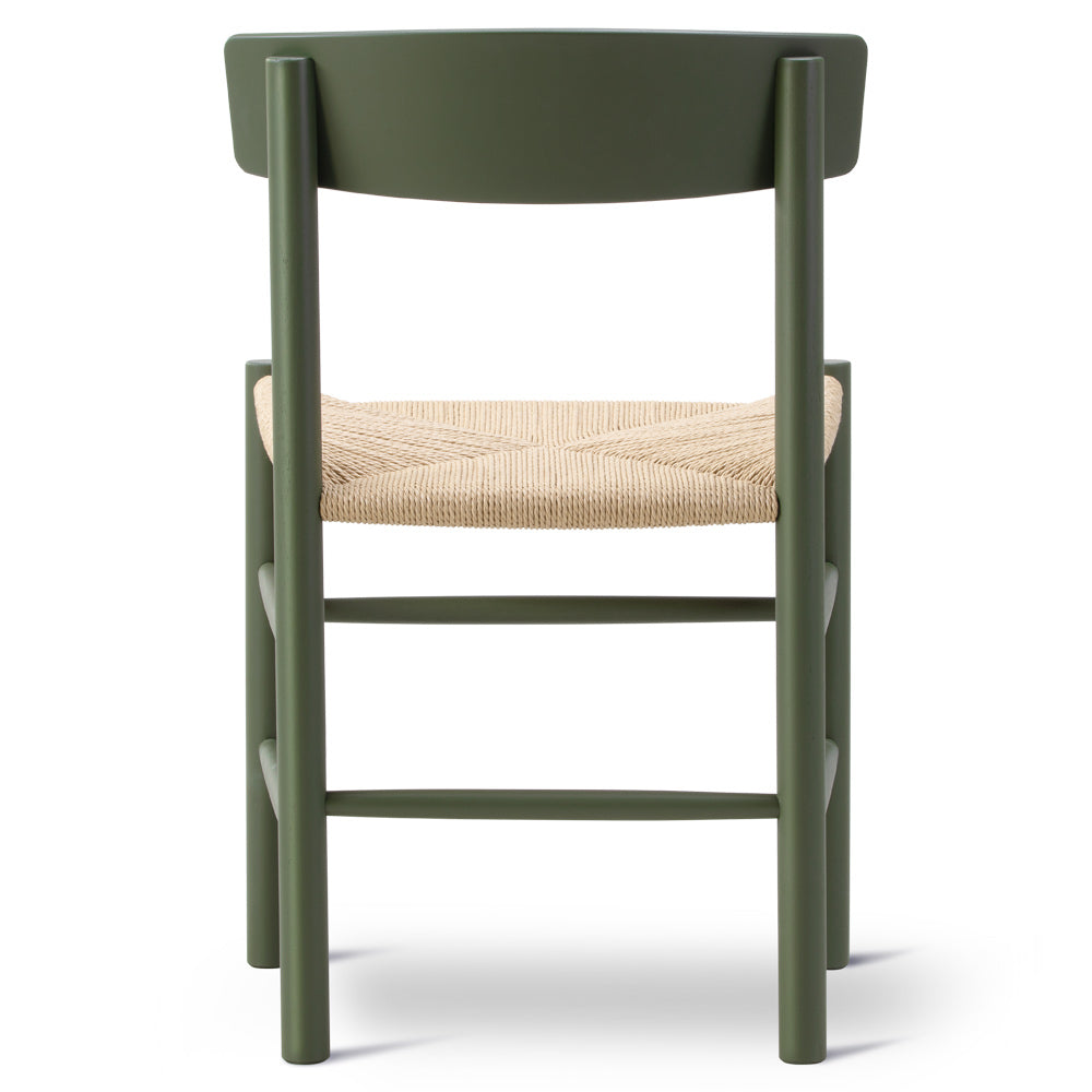 J39 Dining Chair - Beech Khaki Green, Natural Paper Cord Seat