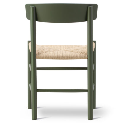 J39 Dining Chair - Beech Khaki Green, Natural Paper Cord Seat
