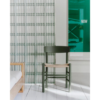 J39 Dining Chair - Beech Khaki Green, Natural Paper Cord Seat