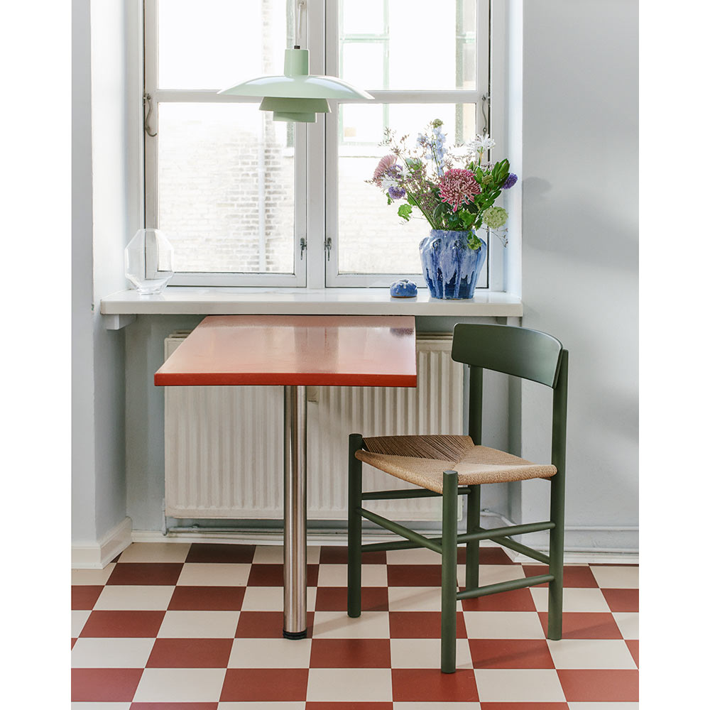 J39 Dining Chair - Beech Khaki Green, Natural Paper Cord Seat