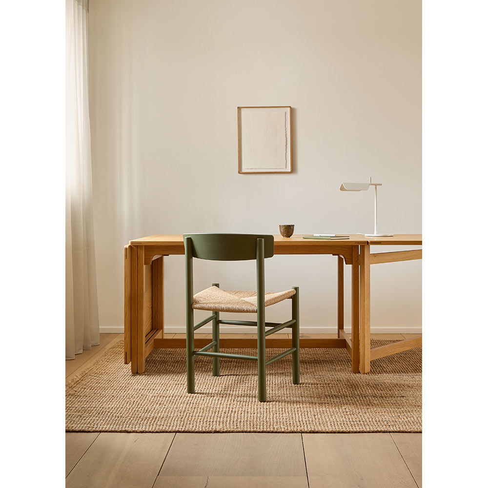J39 Dining Chair - Beech Khaki Green, Natural Paper Cord Seat
