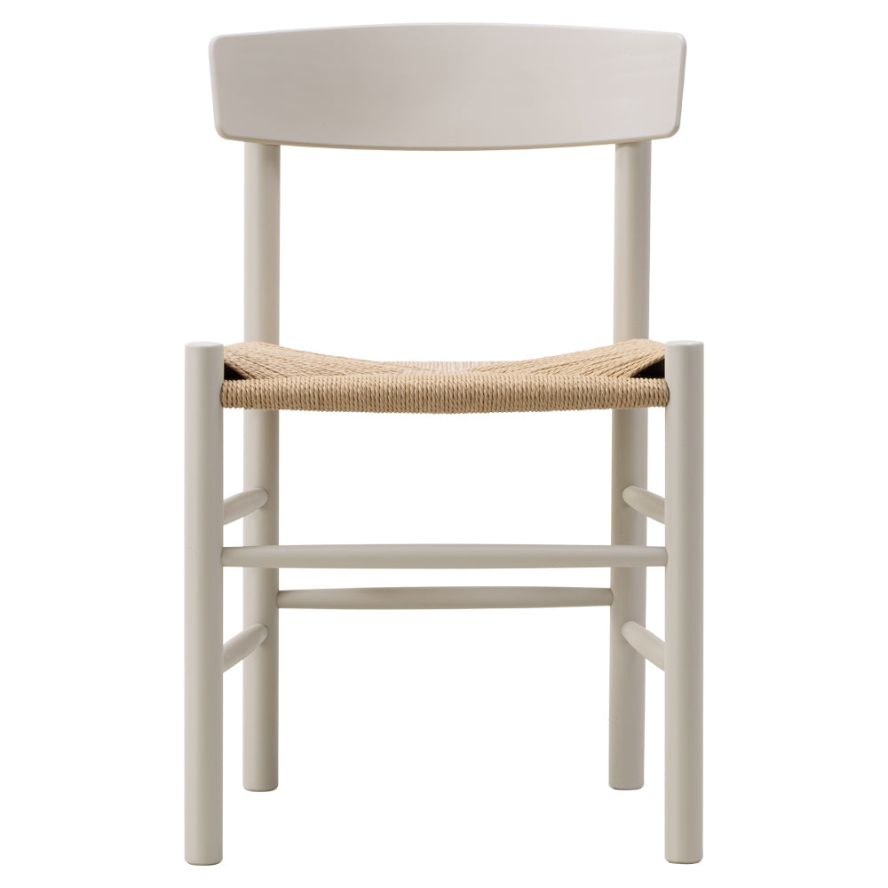 J39 Dining Chair - Beech Pebble Grey, Natural Paper Cord Seat