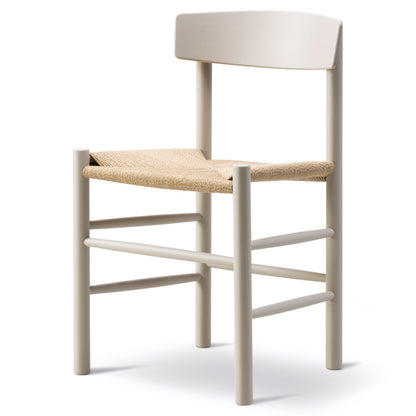 J39 Dining Chair - Beech Pebble Grey, Natural Paper Cord Seat
