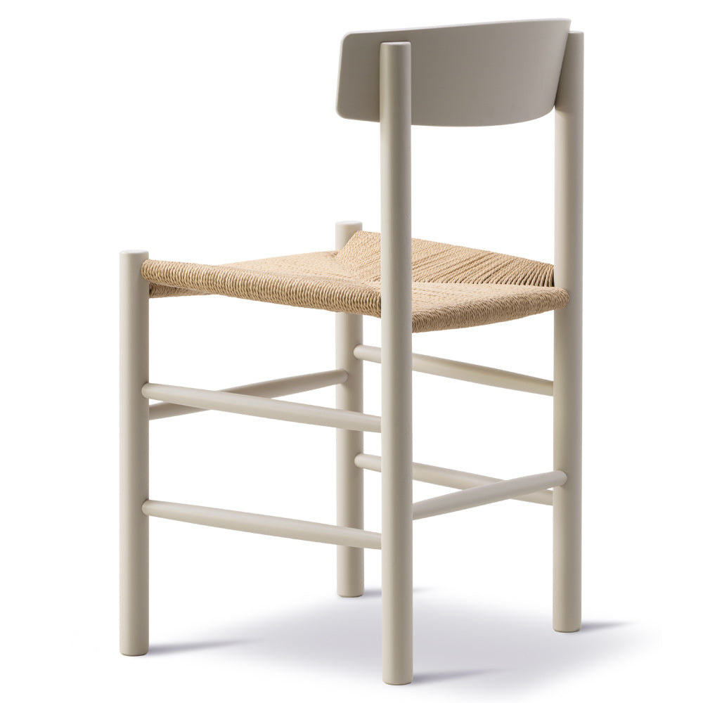 J39 Dining Chair - Beech Pebble Grey, Natural Paper Cord Seat