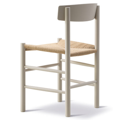 J39 Dining Chair - Beech Pebble Grey, Natural Paper Cord Seat