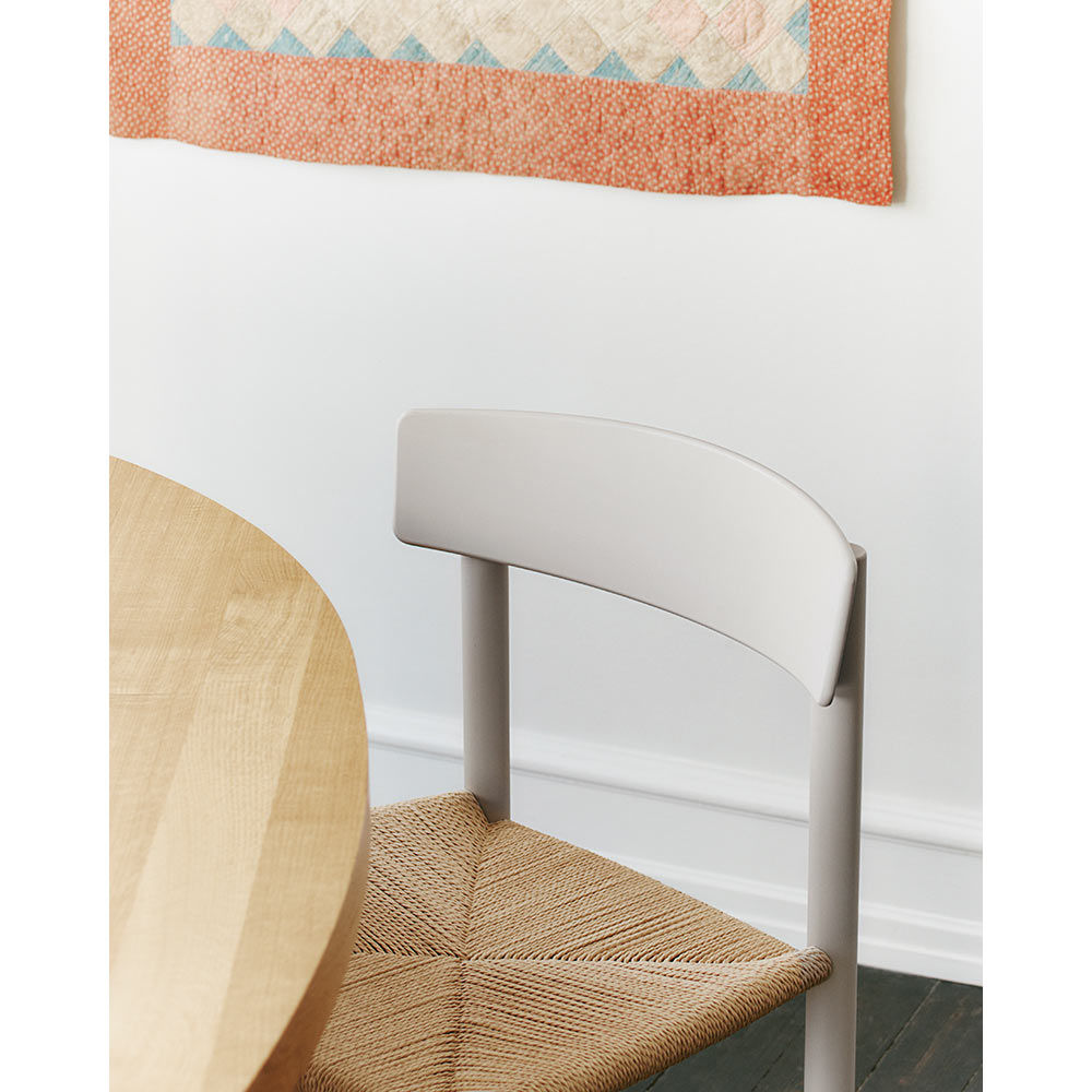 J39 Dining Chair - Beech Pebble Grey, Natural Paper Cord Seat
