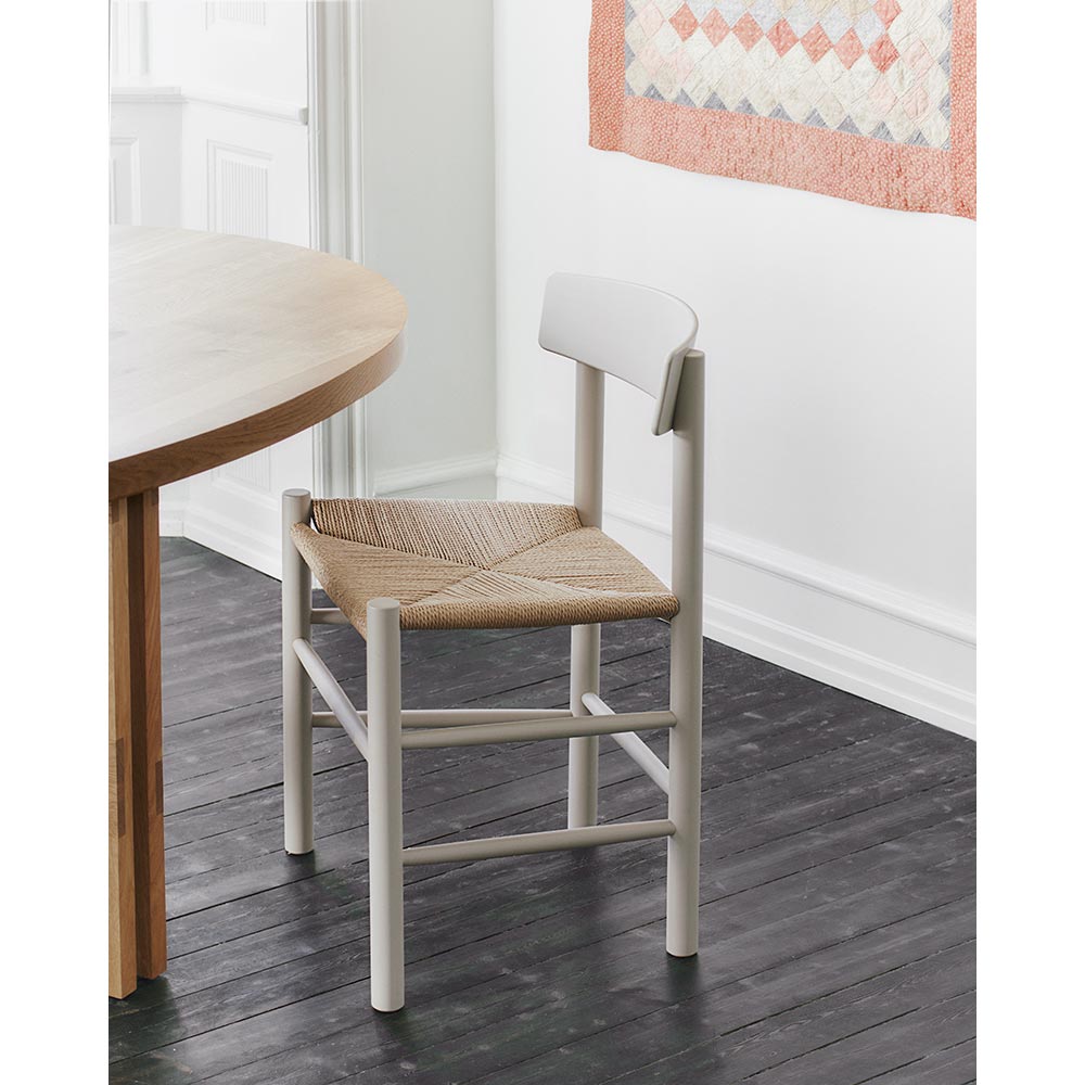J39 Dining Chair - Beech Pebble Grey, Natural Paper Cord Seat