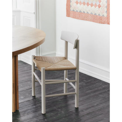 J39 Dining Chair - Beech Pebble Grey, Natural Paper Cord Seat