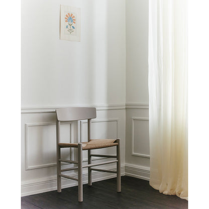 J39 Dining Chair - Beech Pebble Grey, Natural Paper Cord Seat