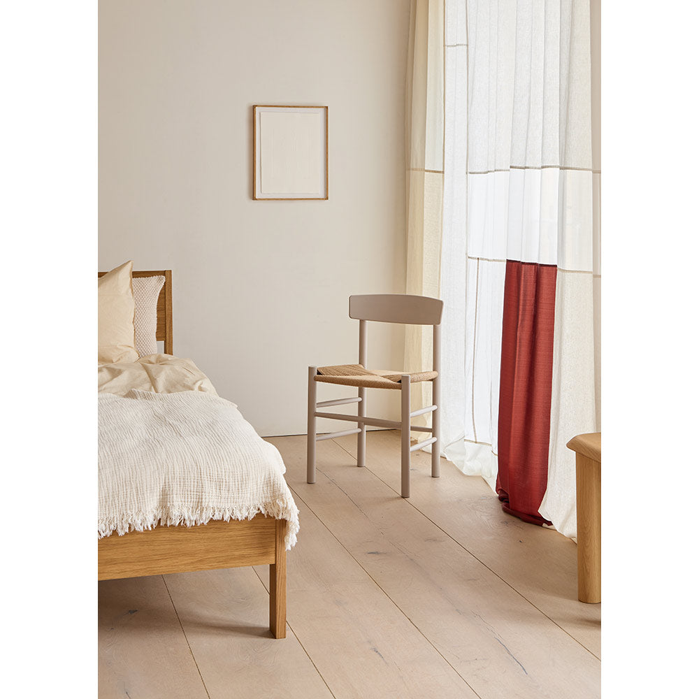 J39 Dining Chair - Beech Pebble Grey, Natural Paper Cord Seat
