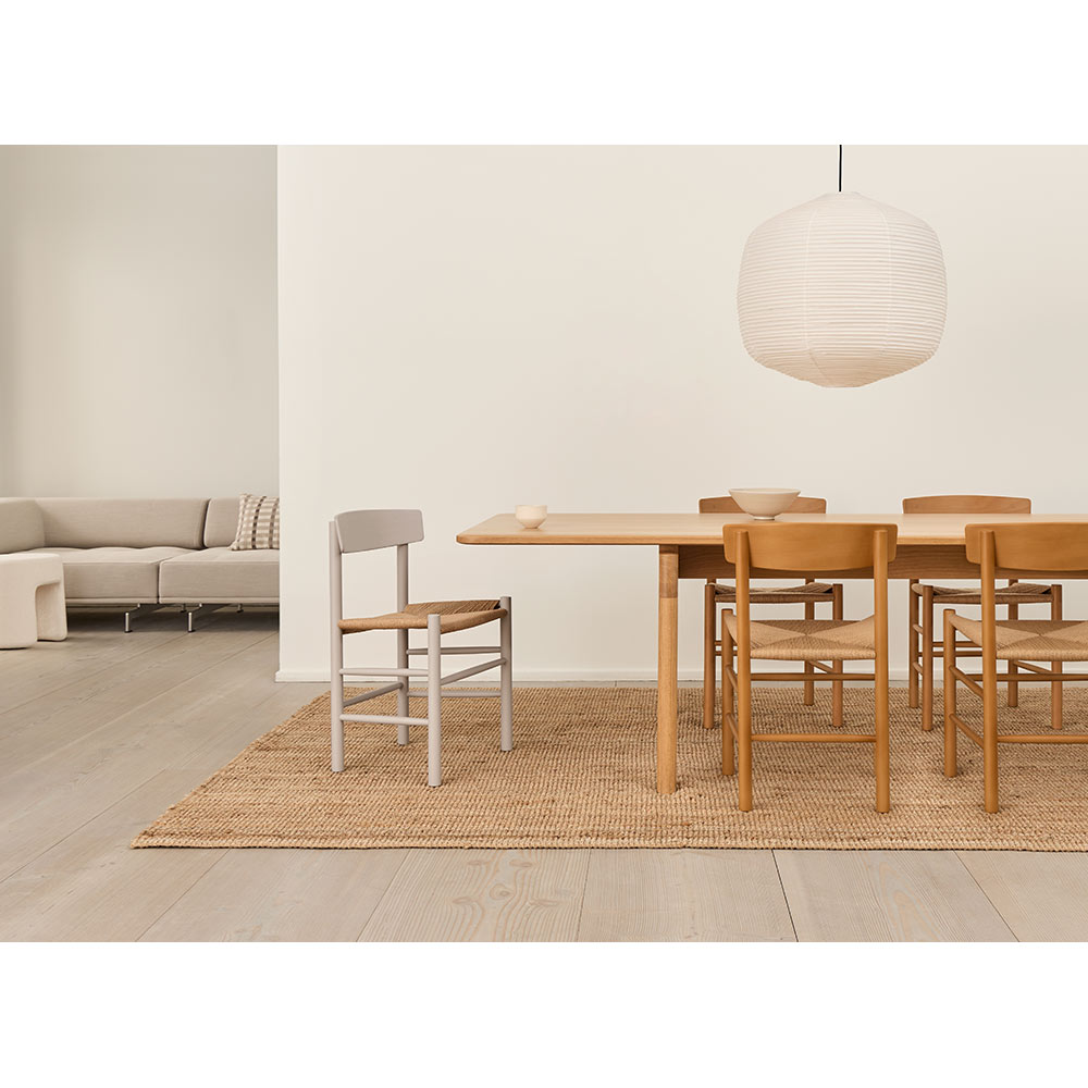 J39 Dining Chair - Beech Pebble Grey, Natural Paper Cord Seat