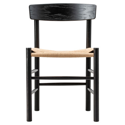 J39 Dining Chair - Oak Black Lacquer, Natural Paper Cord Seat