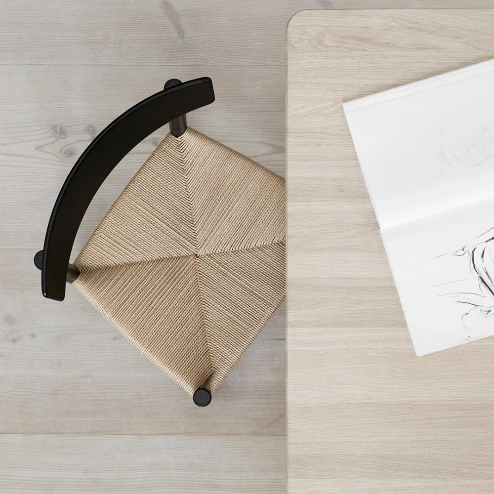 J39 Dining Chair - Oak Black Lacquer, Natural Paper Cord Seat