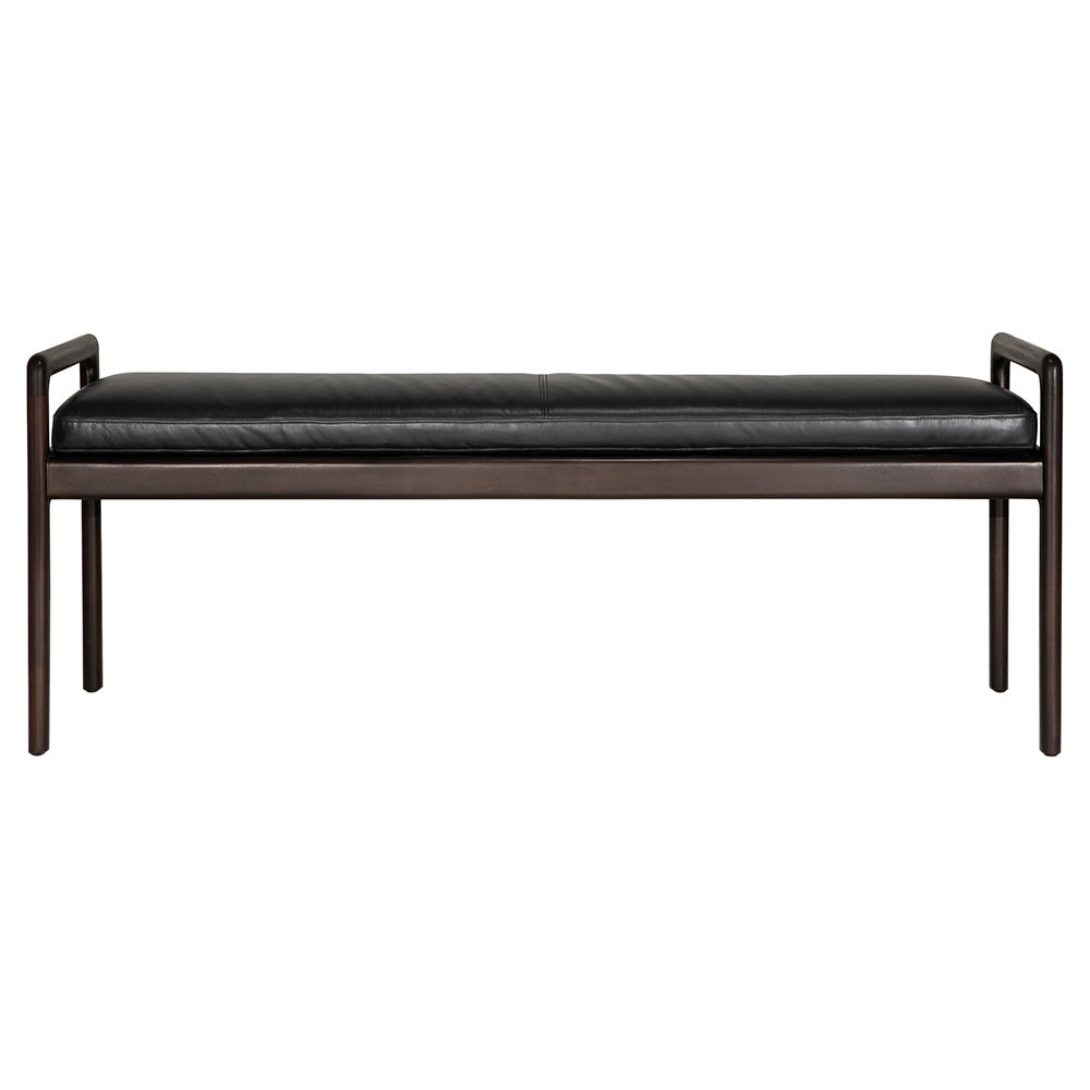 Jack Bench - Black Leather, Dark Brown Mahogany