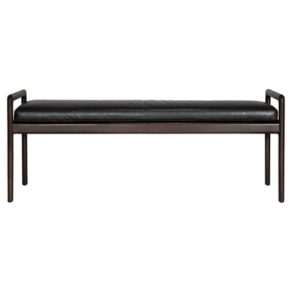 Jack Bench - Black Leather, Dark Brown Mahogany