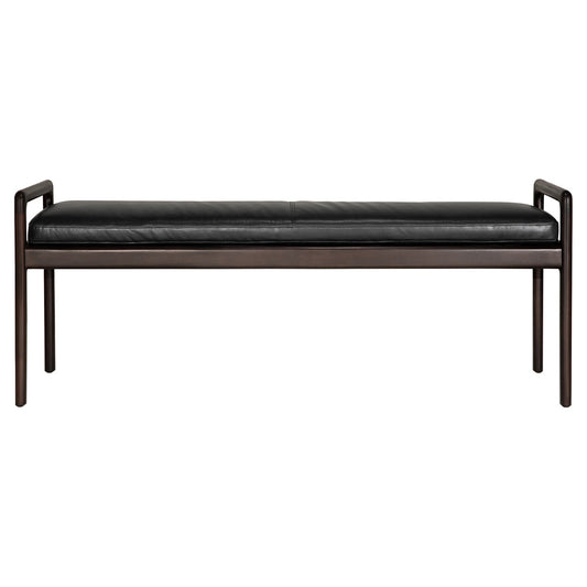 Jack Bench - Black Leather, Dark Brown Mahogany