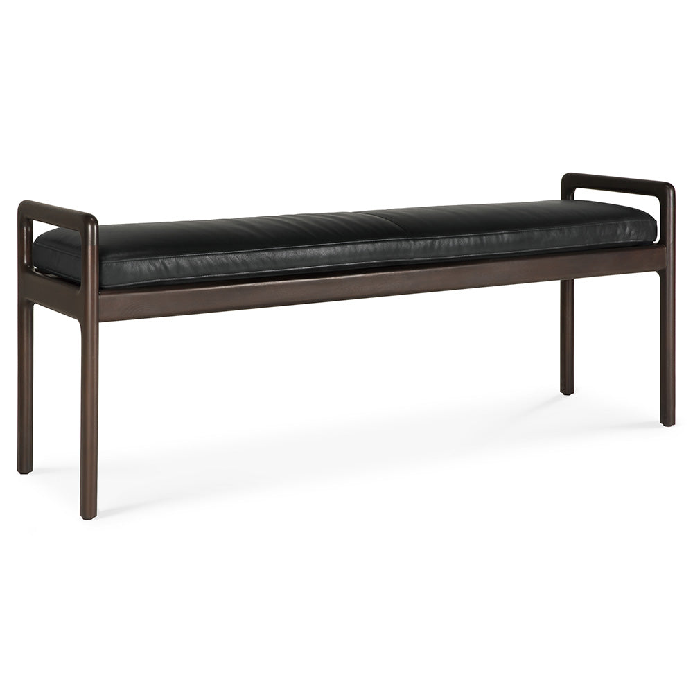 Jack Bench - Black Leather, Dark Brown Mahogany