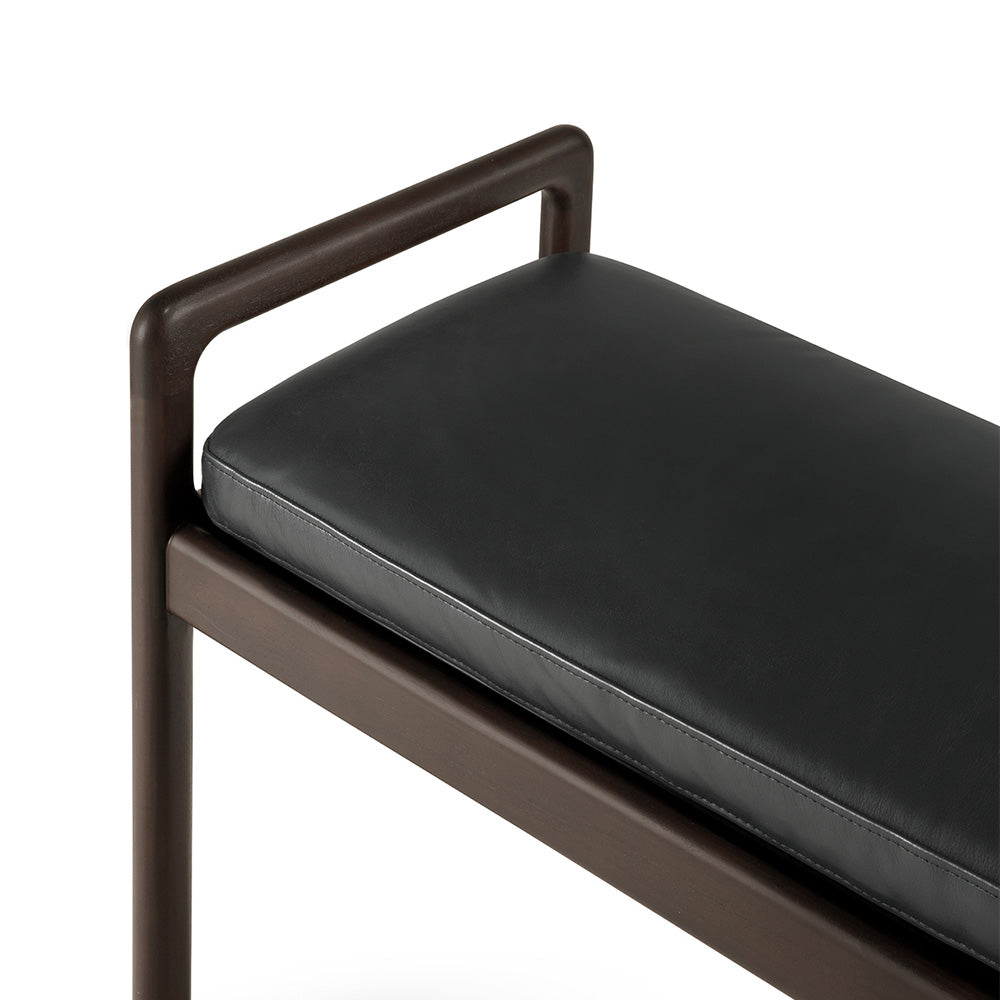 Jack Bench - Black Leather, Dark Brown Mahogany