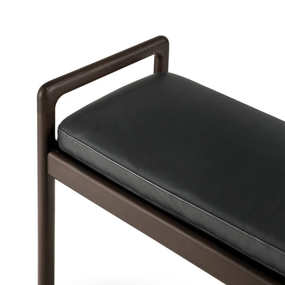 Jack Bench - Black Leather, Dark Brown Mahogany