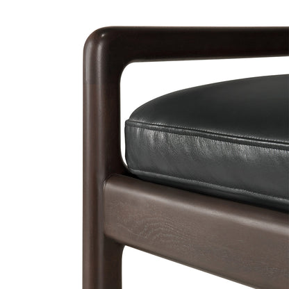 Jack Bench - Black Leather, Dark Brown Mahogany