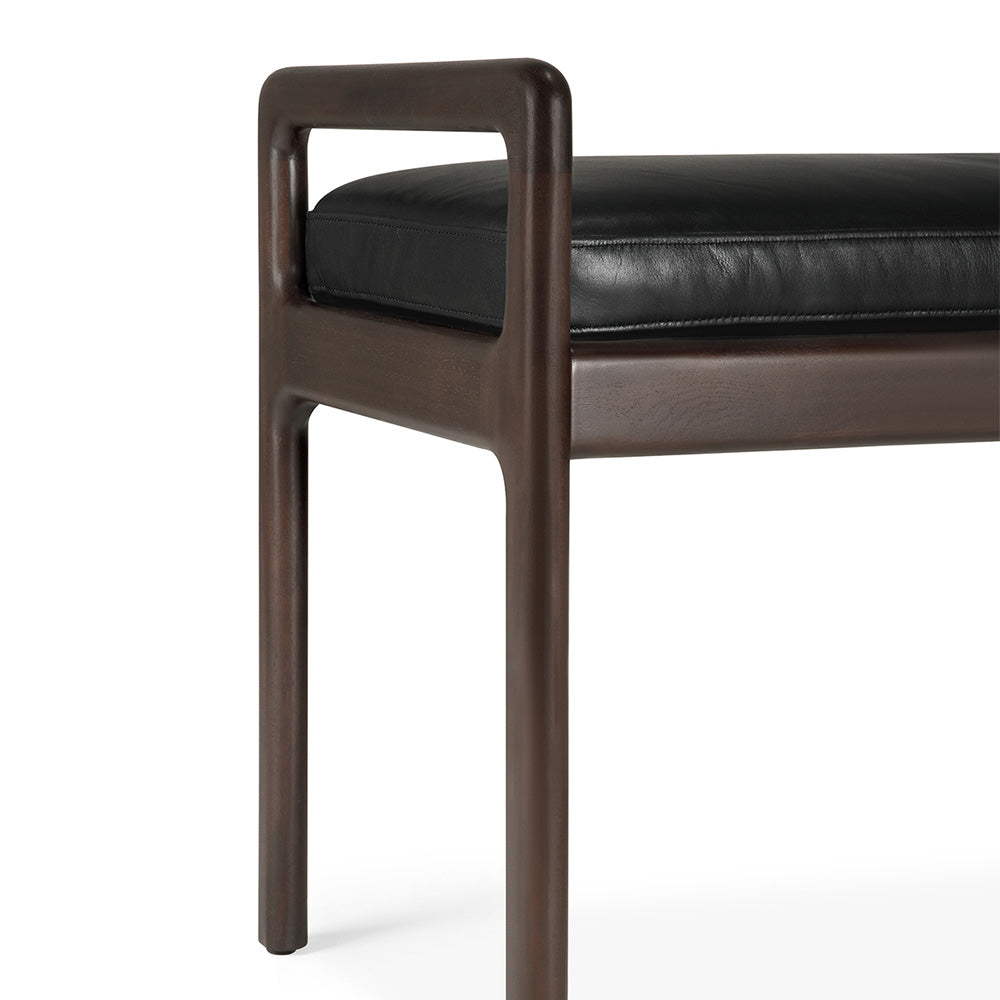 Jack Bench - Black Leather, Dark Brown Mahogany