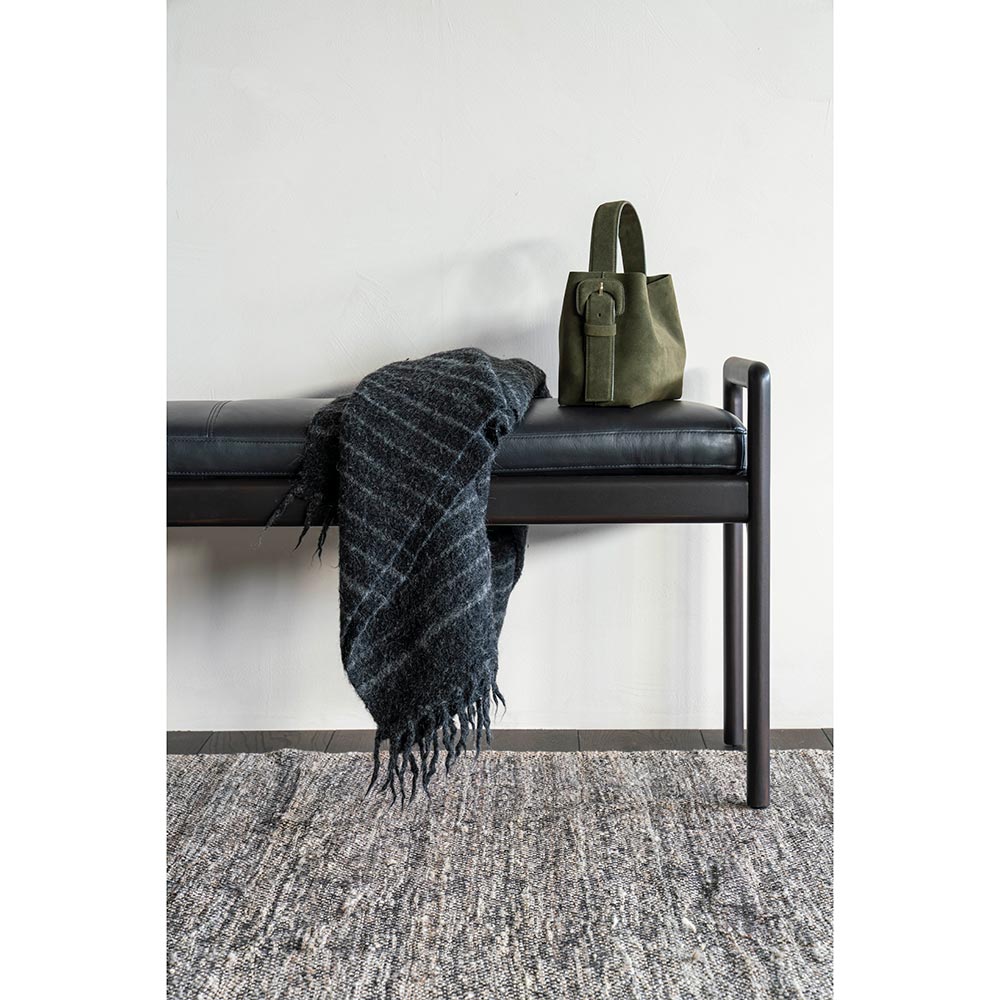 Jack Bench - Black Leather, Dark Brown Mahogany