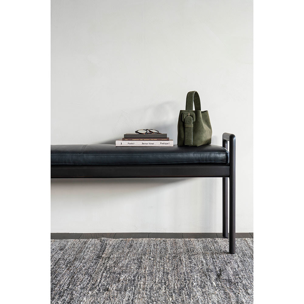 Jack Bench - Black Leather, Dark Brown Mahogany