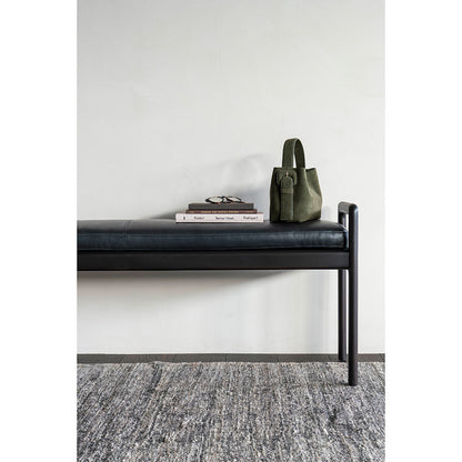 Jack Bench - Black Leather, Dark Brown Mahogany