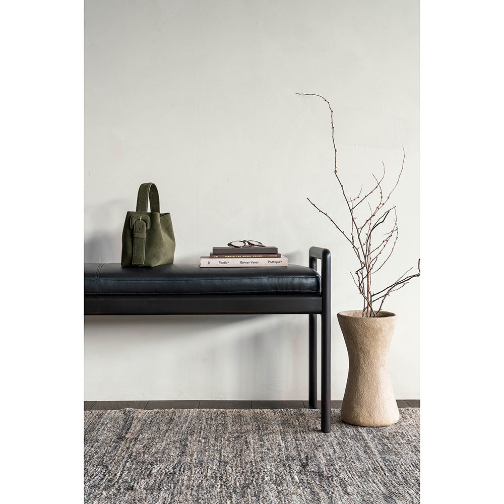 Jack Bench - Black Leather, Dark Brown Mahogany