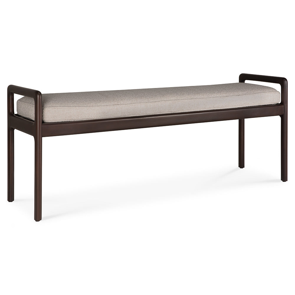 Jack Bench - Ivory fabric, Dark Brown Mahogany