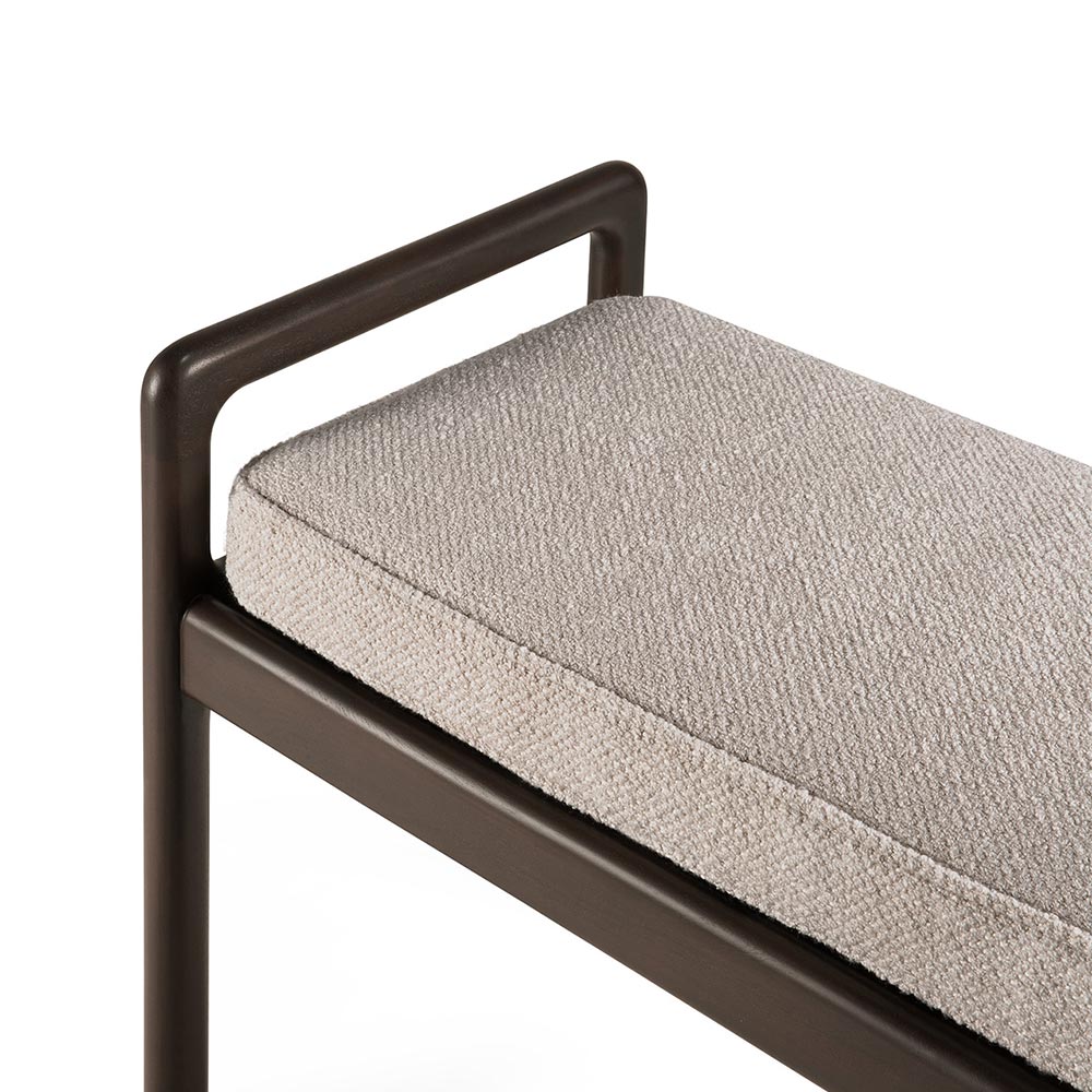 Jack Bench - Ivory fabric, Dark Brown Mahogany