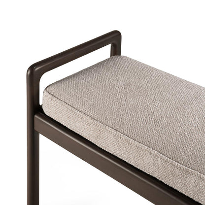 Jack Bench - Ivory fabric, Dark Brown Mahogany