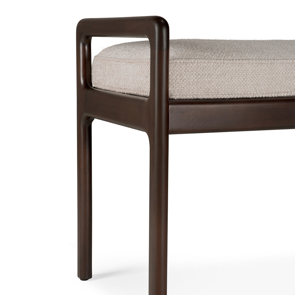 Jack Bench - Ivory fabric, Dark Brown Mahogany