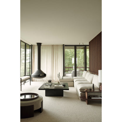 Jack Bench - Ivory fabric, Dark Brown Mahogany